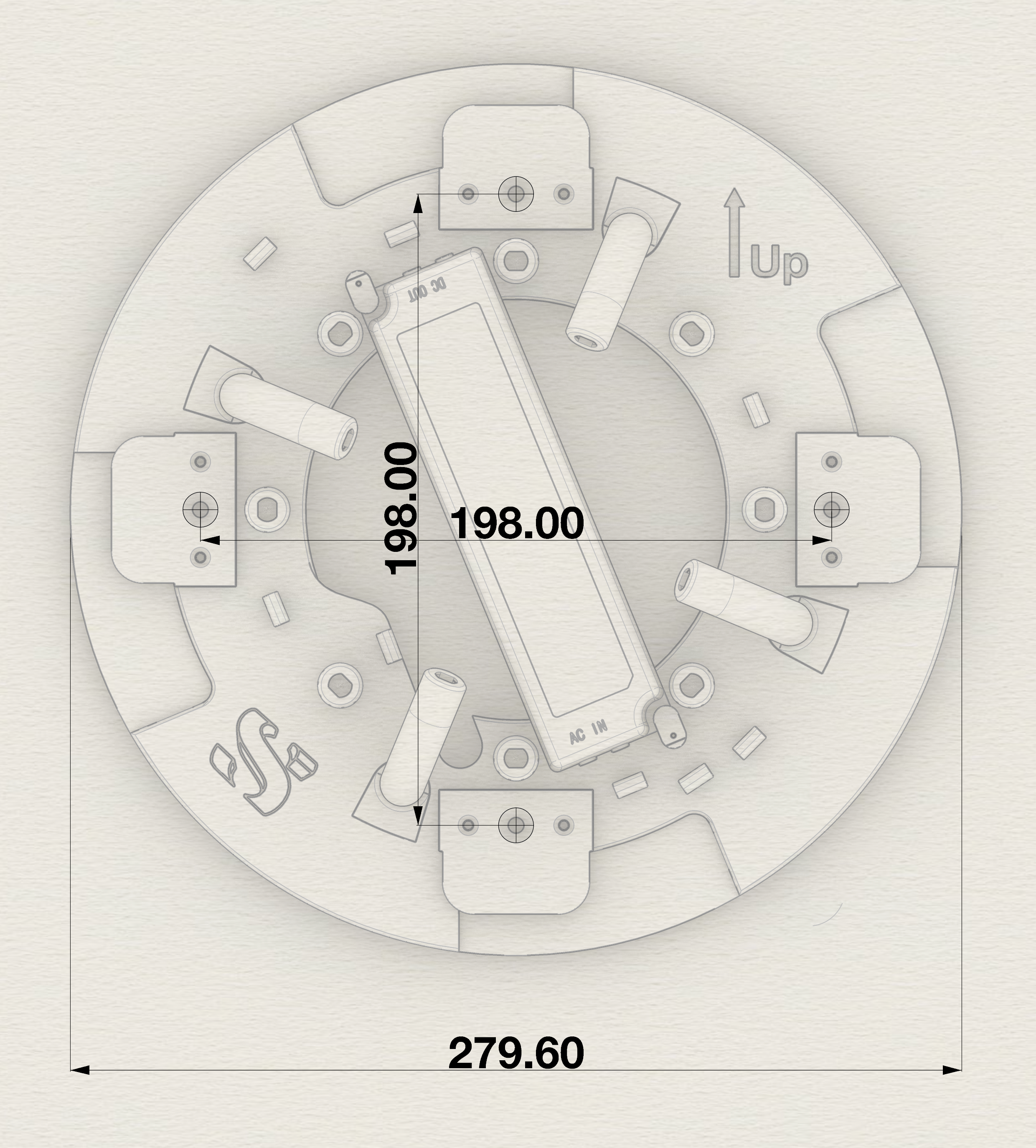 Sponge Lamp - Mounting Plate Measurements